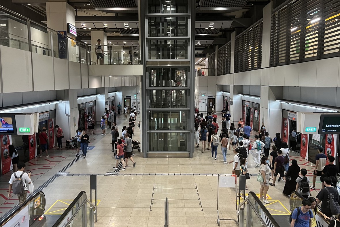 MRT platform with passengers waiting